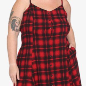 Red Plaid Button-Front Dress Plus Size